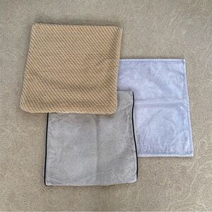 Pottery Barn Lot Of 3 Euro Sham 20" x 20" Pillow Cover Chunky Knit Linen Neutral
